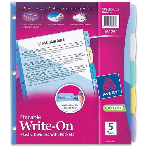 Avery Translucent Write-On Dividers with Pockets, 8.50