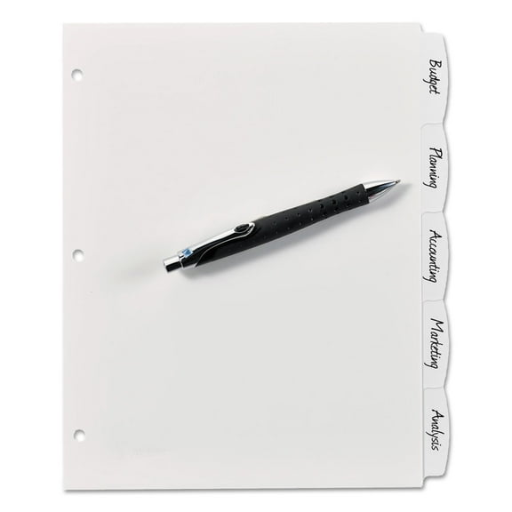 Avery Write & Erase Plastic Divider, White, Big Tab, 5-Tab (16370)