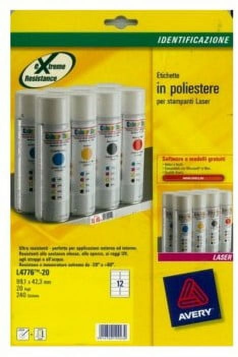 Avery Zweckform Heavy Duty Yellow Labels - Weatherproof Polyester Labels For Laser Printers