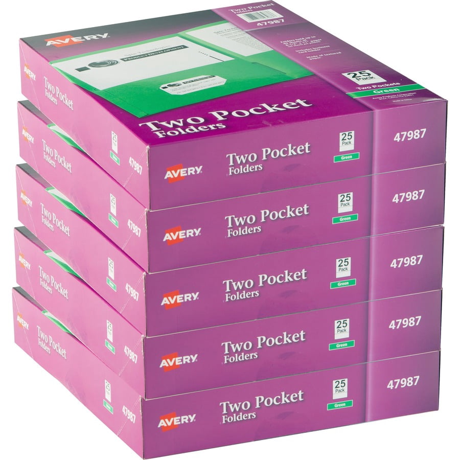 Avery&reg;, AVE47987CT, Two-Pocket Folders, 125 / Carton, Green