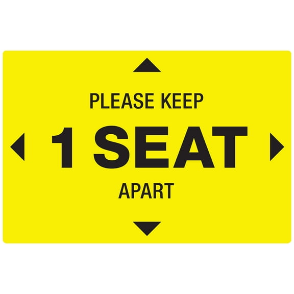 Avery, AVE83073, Surface Safe PLEASE KEEP 1 SEAT APART Decals, 10 / Pack, Yellow