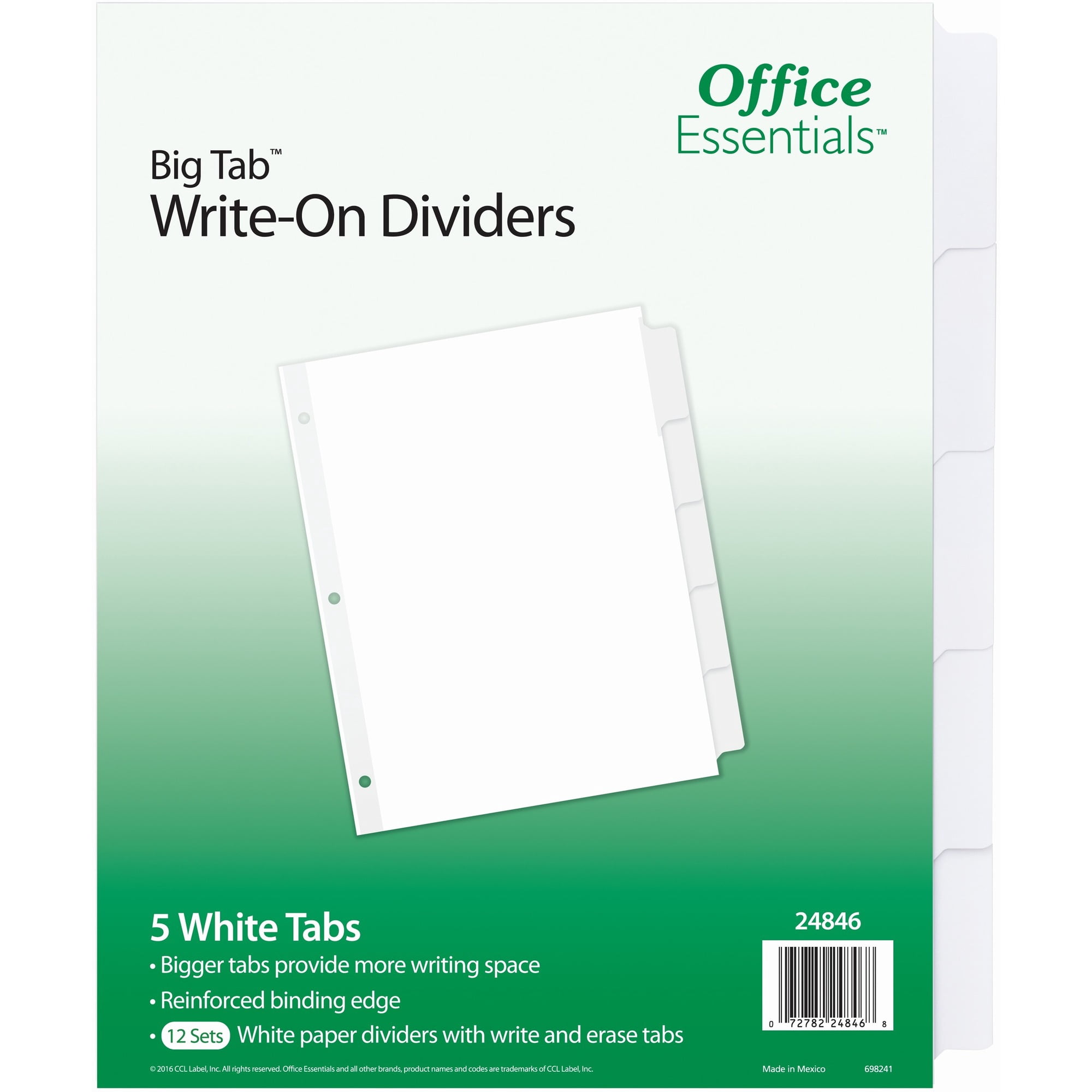 Avery&reg; Office Essentials Big Tab Write-on Tab Dividers - 60 X Divider(s) - 5 Write-on Tab(s) - 5 - 5 Tab(s)/set - 8.5" Divider Width X 11" Divider Length - 3 Hole Punched - White Paper Divider -