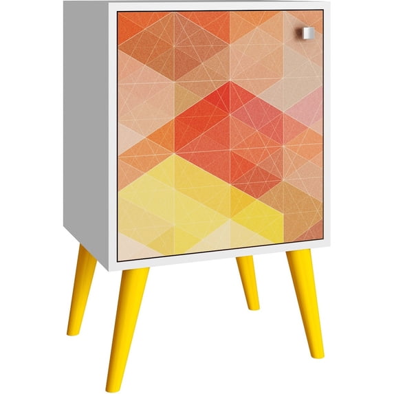 Avesta Side Table 1.0 with 2 shelves in White/ Stamp/ Yellow