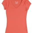 thumbnail image 1 of Aveto Womens Solid V-Neck Basic T-Shirt, Orange, Small, 1 of 2