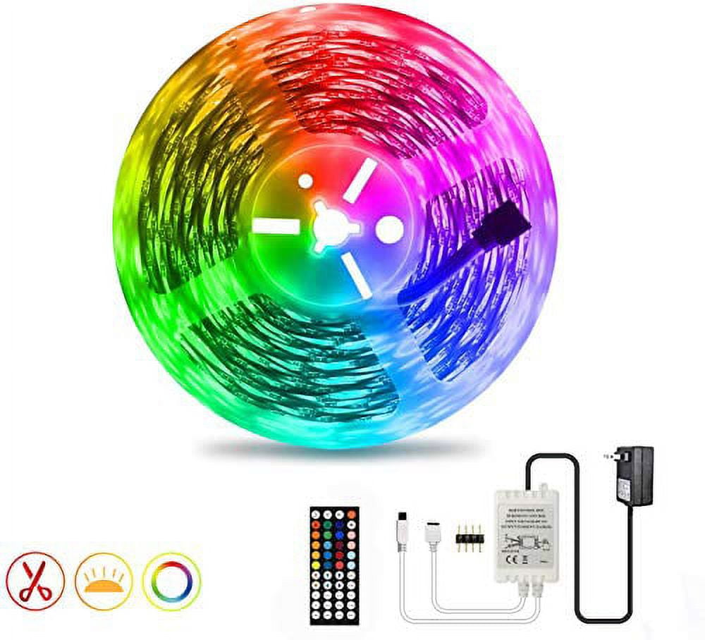 AveyLum 55ft LED Light Strip, Flexible RGB Rope Lights 5050 SMD Non  Waterproof IP20 16M Tape Light with 44 Keys Wireless Controller and 24V  Power