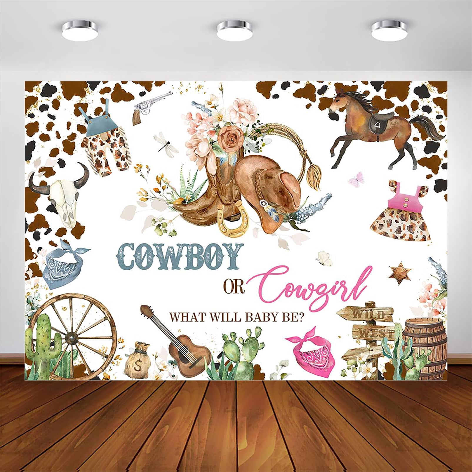 Avezano Cowboy Geburtstagsbanner – Western-Thema, 180x100 Cm, Vinyl, Mit Aufhängeleine