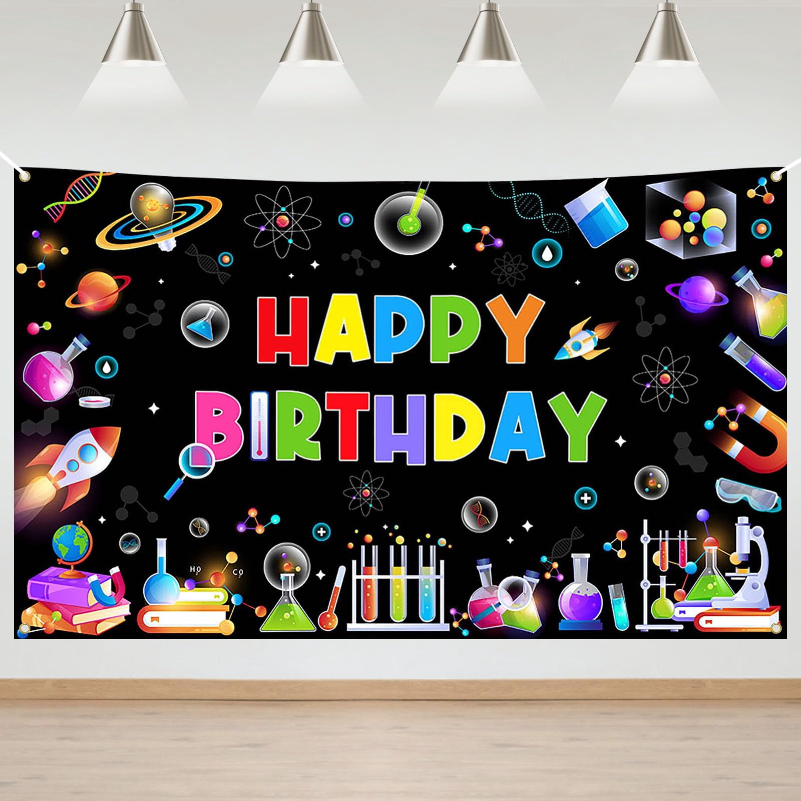 Aperturee Science Colorful Chemical Reagents Birthday Backdrop