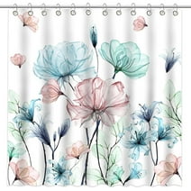 Avezano Watercolor Floral Shower Curtain Colorful Flowers Shower Curtain for Bathroom Modern Botanical Shower Curtain Set with 12 Hooks, 72x72 Inches