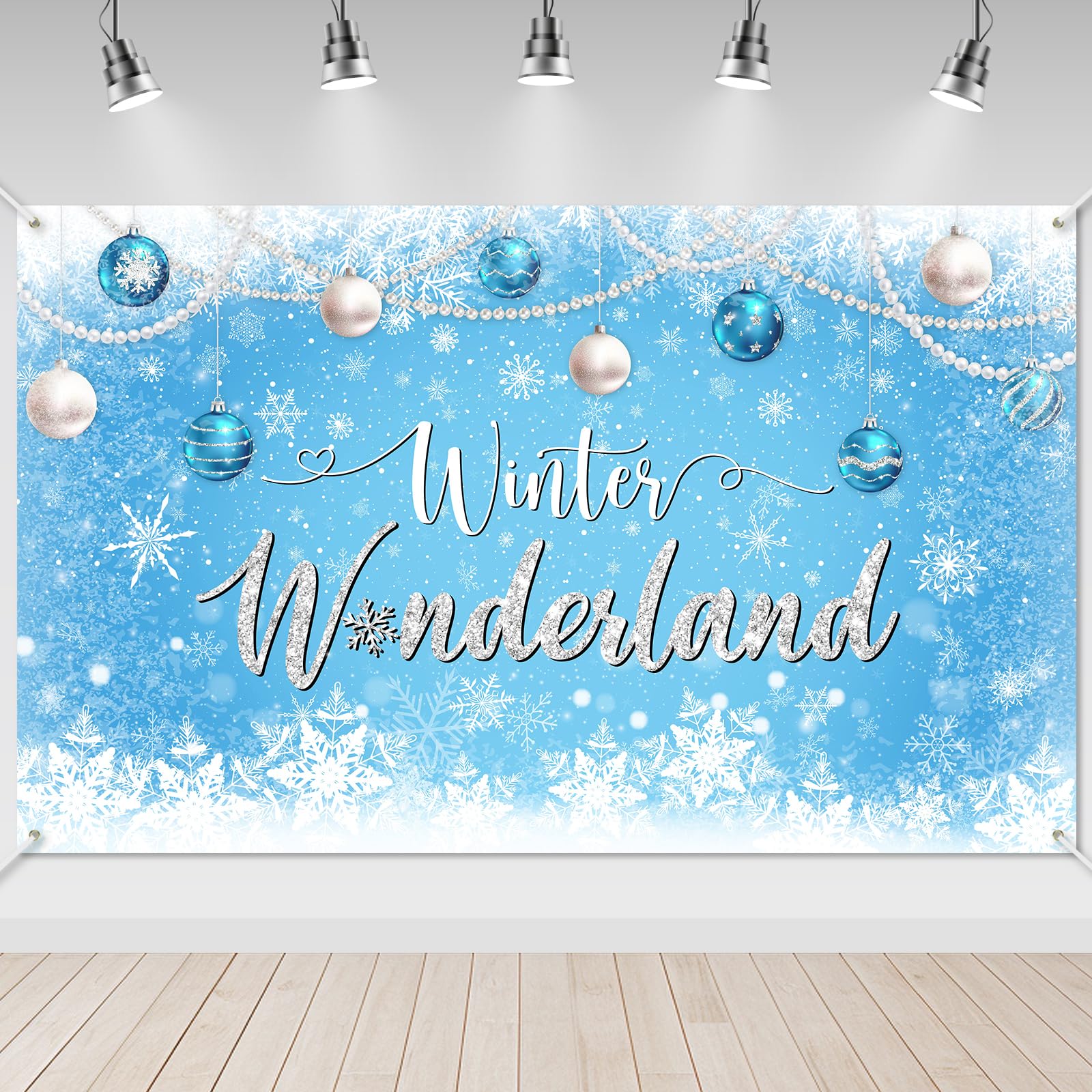 Avezano Winter Wonderland Backdrop Banner – 70.8x43.3 Inch, Snowflake Photo Booth Background - View #9