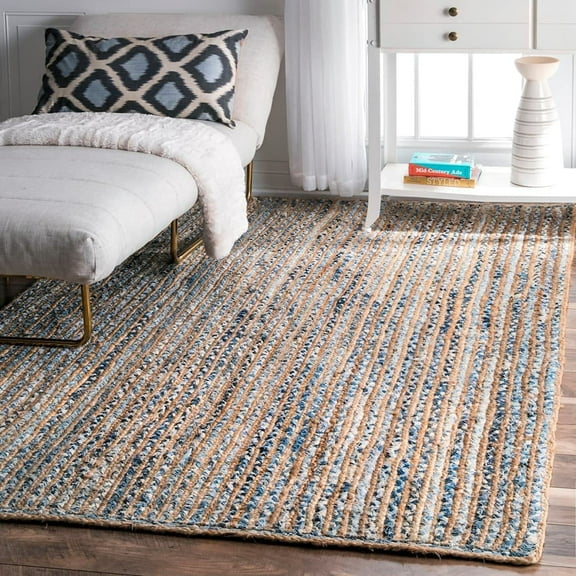 Avgari Creation Denim Jute Handmade Rectangle Living Room Area Rug Kitchen Outdoor Indoor Garden Farmhouse Rag Rug Carpet-7" Feet (84 inch)