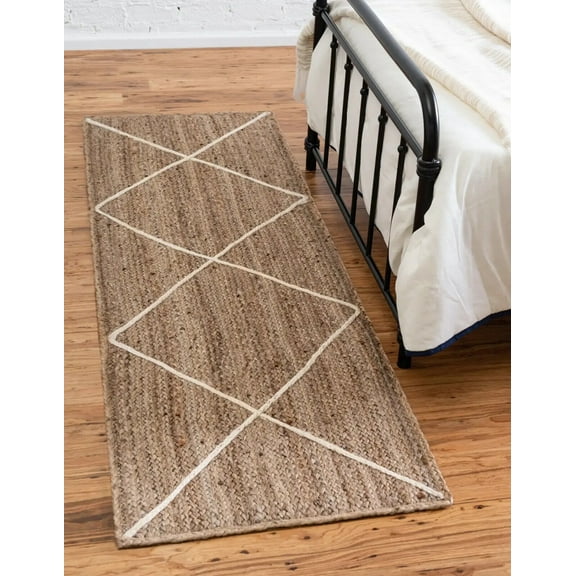Avgari Creation Eco Friendly Beige & White Hand Braided Rectangle Living Room ,Office Area Rug Rag Rug Modern Carpet 2.6x12" Sq Feet