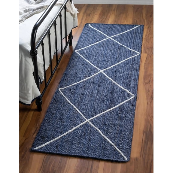 Avgari Creation Eco Friendly Blue Designer Hand Braided Rectangle Living Room ,Office Area Rug Rag Rug Modern Carpet 7x11" Sq Feet