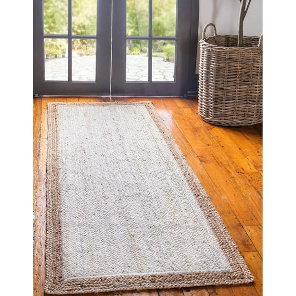 Avgari Creation Eco Friendly White Hand Braided Rectangle Living Room ,Office Area Rug Rag Rug Modern Carpet 3x12" Sq Feet