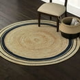 thumbnail image 1 of Avgari Creation Natural Jute Rug Hand Braided Round Area Rug Handmade Rug for Home Decor (2 Feet Round (24x24 Inches), Beige + BlackLine), 1 of 5
