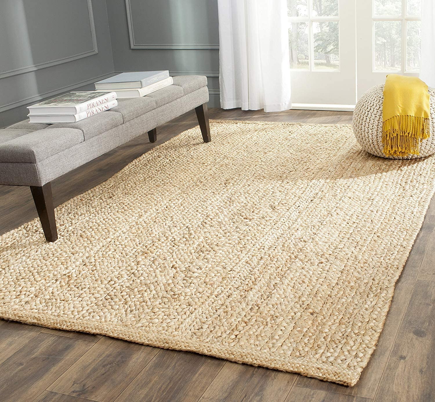 Avgari Creation Rectanlge Beige Natural Jute Fiber Area Rug for Living, Dining, Kitchen Indoor & Outdoor Rug Runner Carpet-3x5" Sq Feet