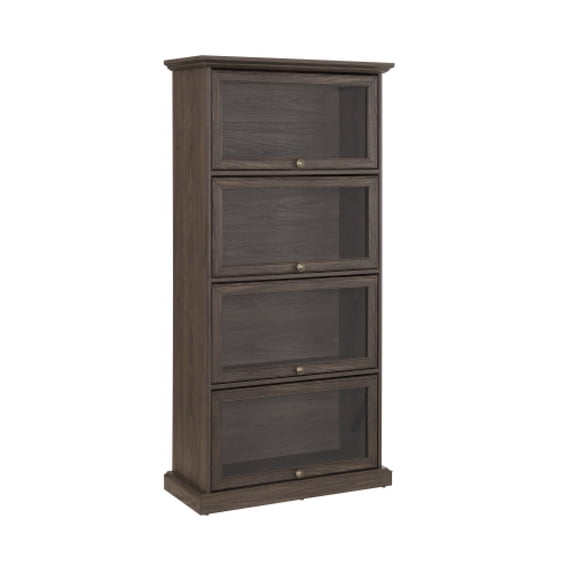 Avger 4-Tier Glass Display Storage Cabinet with Flip Up Doors