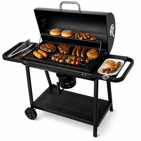 laraVist Barrel Charcoal Grill with 608.4 SQ In Cooking Area, Adjustable Airflow & Portable Wheels