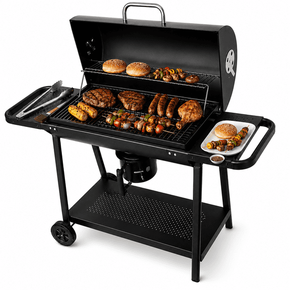 laraVist Barrel Charcoal Grill with 608.4 SQ In Cooking Area, Adjustable Airflow & Portable Wheels