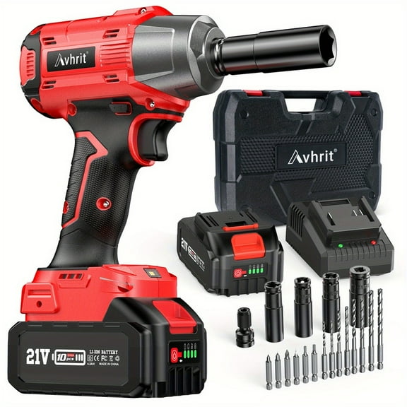 Avhrit 1/ 2" 650 Nm (480 Ft-Lbs) Brushless Electric Impact Wrench Electric for Car Tires, Rechargeable Impact Wrench.4.0 Ah