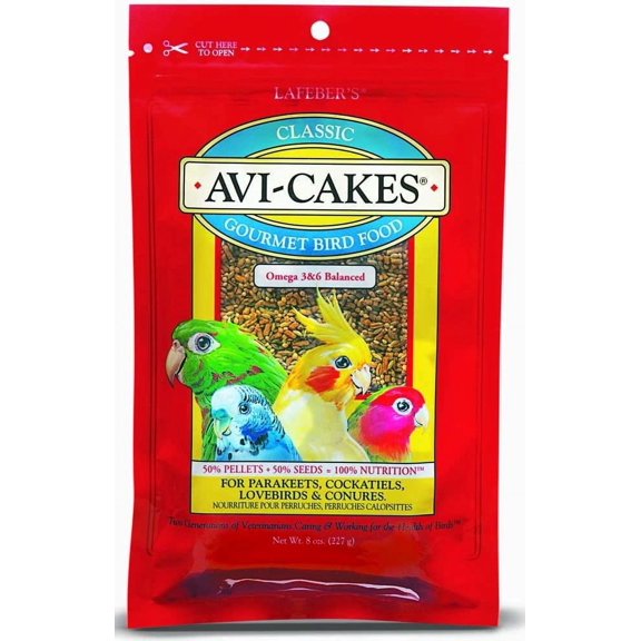 Avi-Cakes Gourmet Bird Food- for Parakeets, Cockatiels, Lovebirds & Conures- 8 oz (4 p)