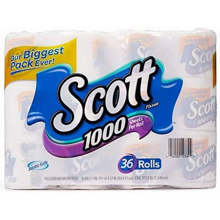 scottie　36 Scott Toilet Paper Roll, 1000 Sheets Per Roll, 36 Rolls, 1 Ply