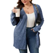 AviBest Plus Size Cardigans for Women Lightweight Long Sleeve Open Front Button Up Fall Thin Cardigans with Pockets, 1XL-5XL