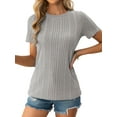 thumbnail image 1 of AviBest Women's T-Shirts , Ribbed Crew Neck Short Sleeve Tshirts, 1 of 7