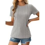 AviBest Women's T-Shirts , Ribbed Crew Neck Short Sleeve Tshirts