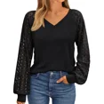 thumbnail image 1 of AviBest Womens Long Sleeve Shirts V-Neck Lace Tops Ladies New Fashion Blouses, 1 of 6