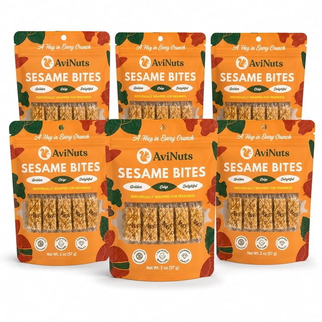 AviNuts Sesame Bites, Sweet & Crunchy Sesame Seed Snacks, Individually ...
