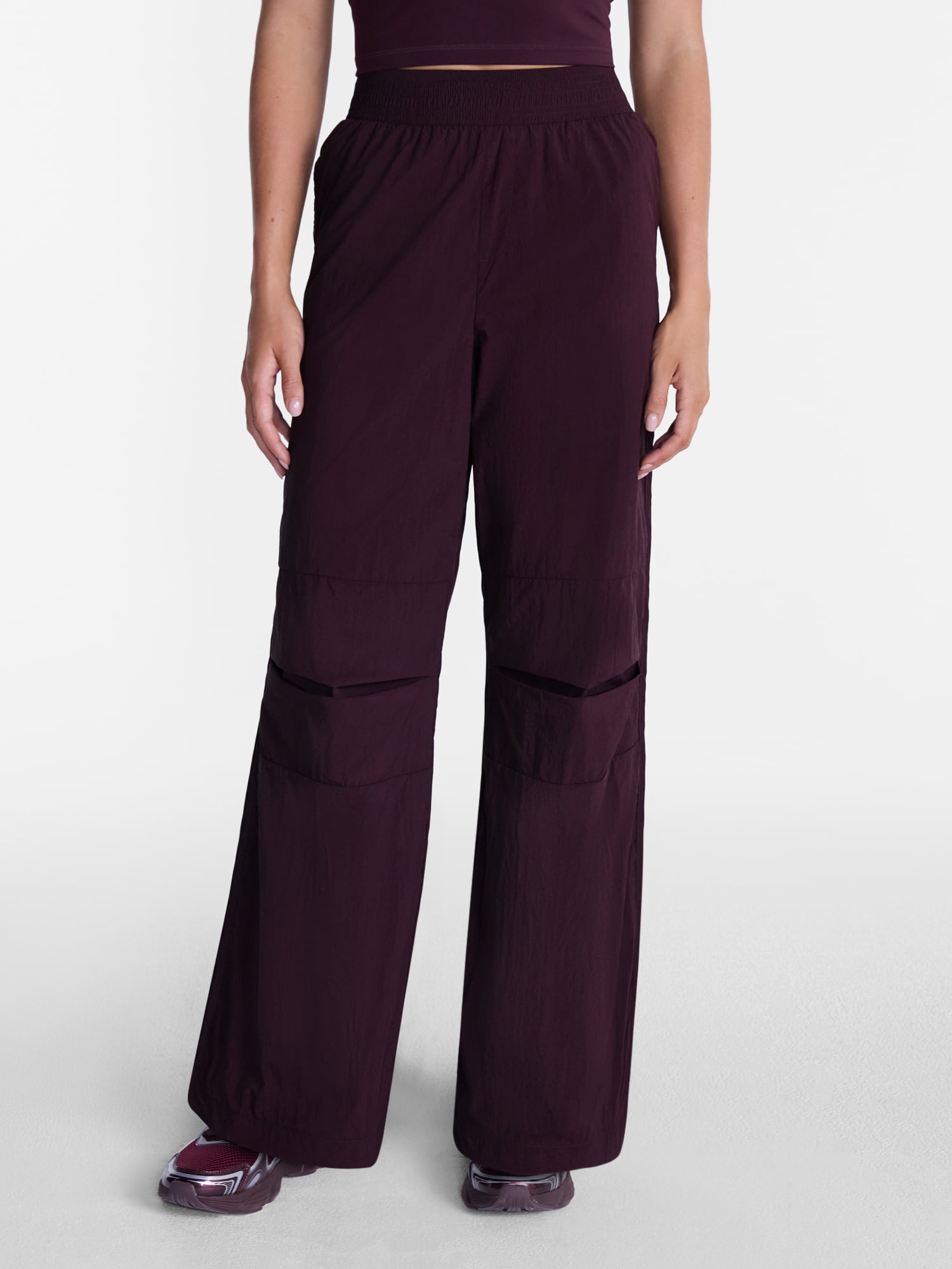 Avia Women's and Women's Plus Crinkle Pants with Pleated Knees, 30" Inseam, Sizes XS-4X