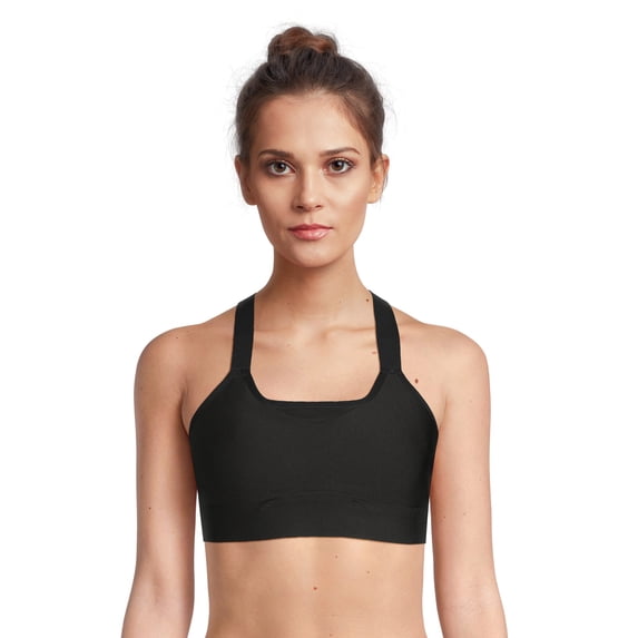Avia Cross Back Sports Bra for Women, High Support, XL - Black Soot