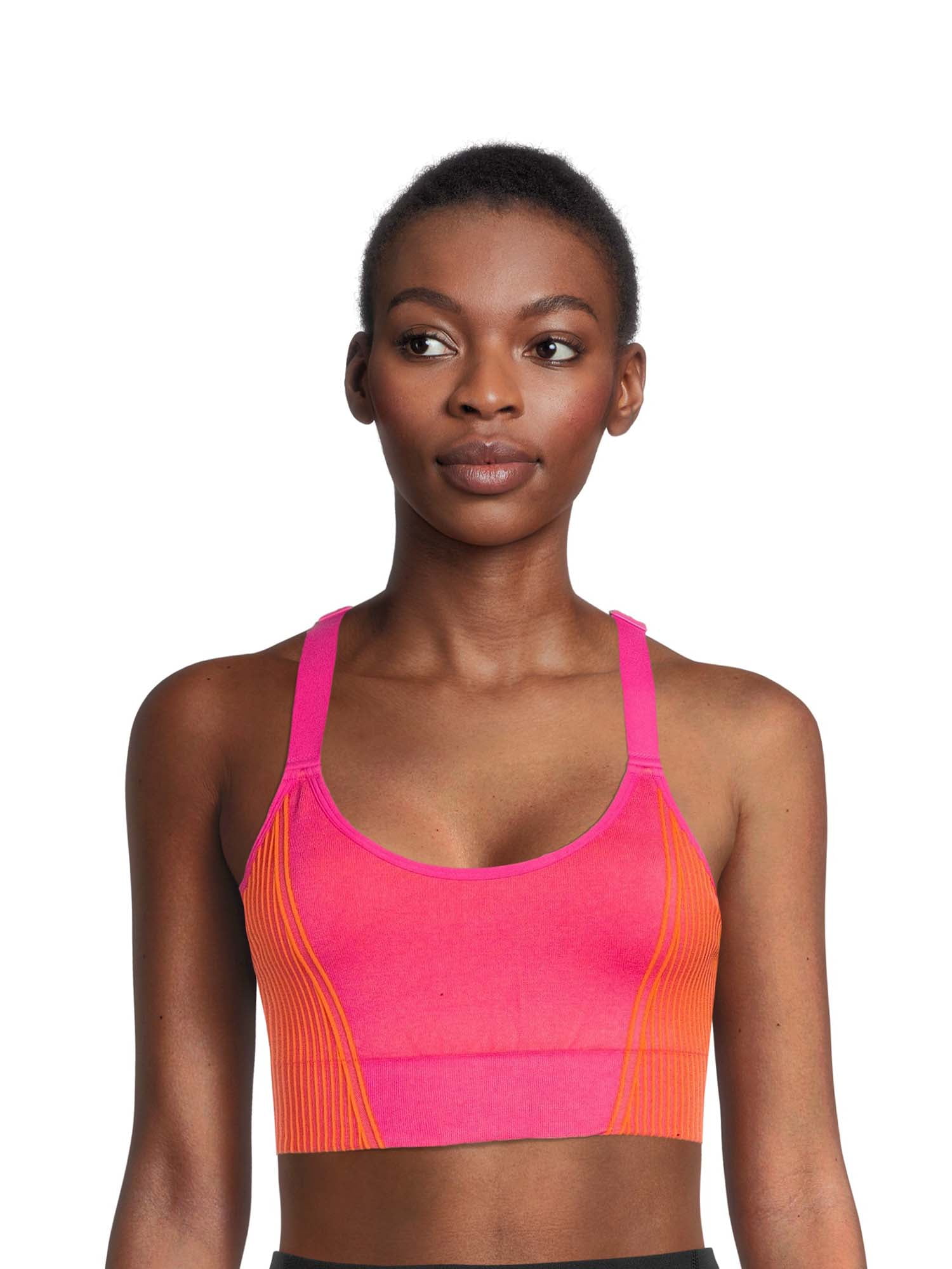Avia Activewear Women's Ruched V-Neck Moisture Wicking Fabric Sports Bra  with Wide Shoulder Straps (Cabana Swim - S) at  Women's Clothing store