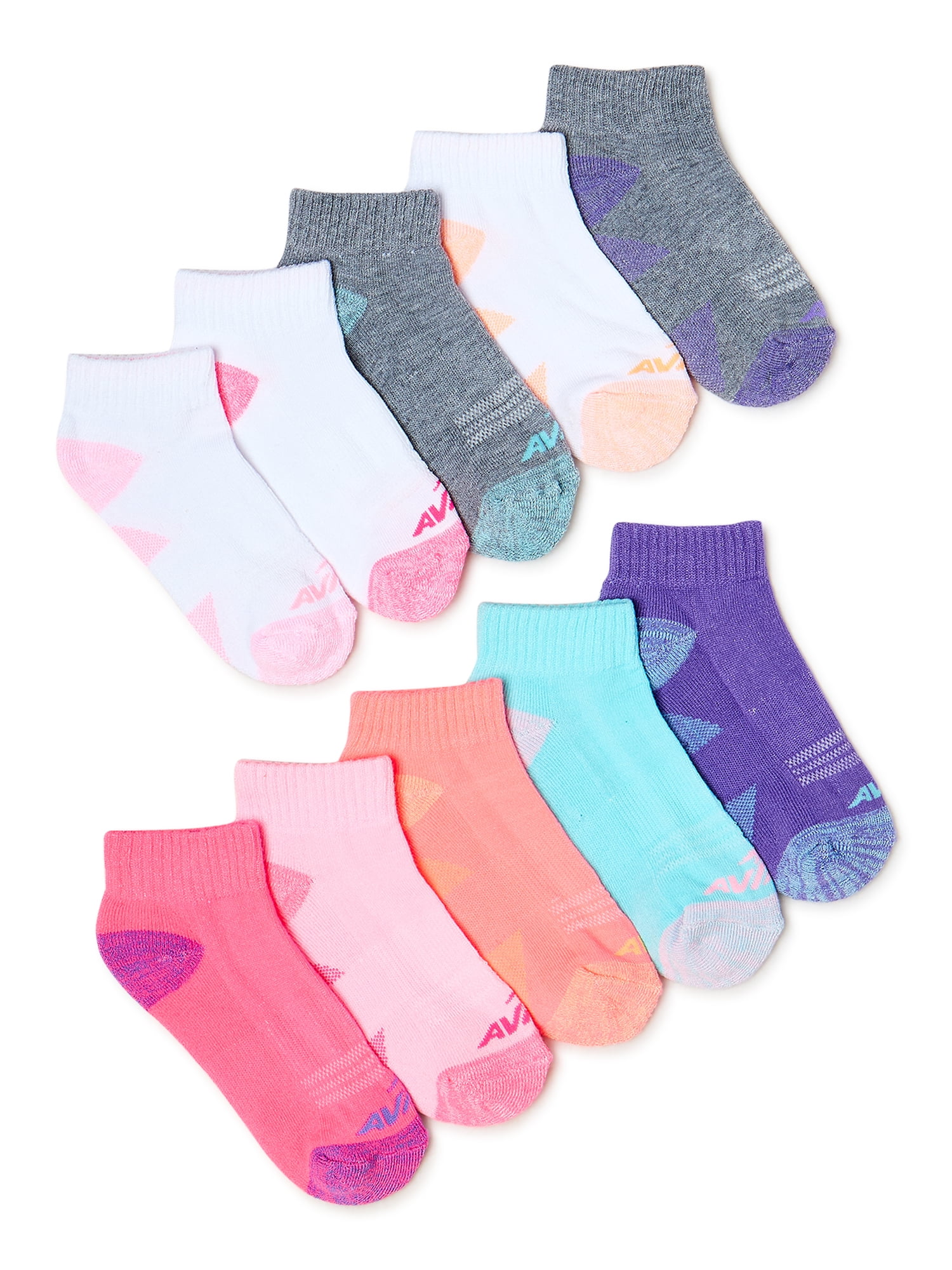 Avia Girls' Ankle Socks, 10 Pack
