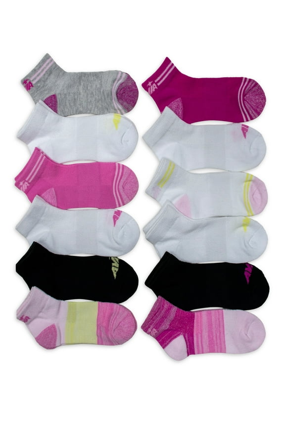 Girls Performance Cushioned Ankle Socks, 12-Pack, Sizes S-L