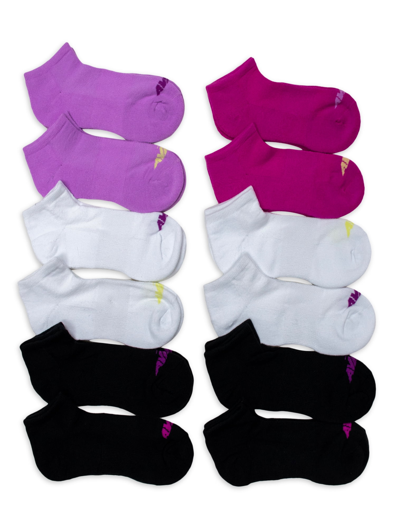 Avia Girls Performance Cushioned No Show Socks, 12-Pack, Sizes S-L
