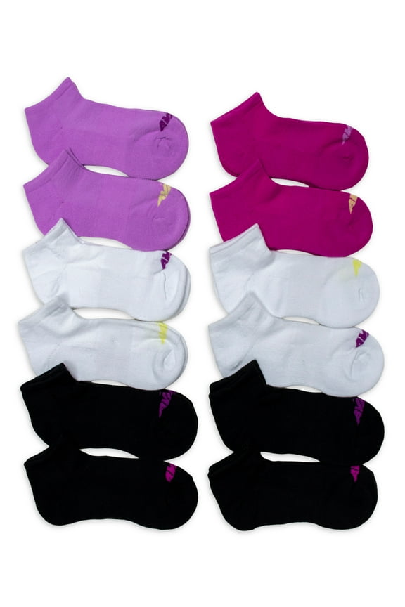 Girls Performance Cushioned No Show Socks, 12-Pack, Sizes S-L