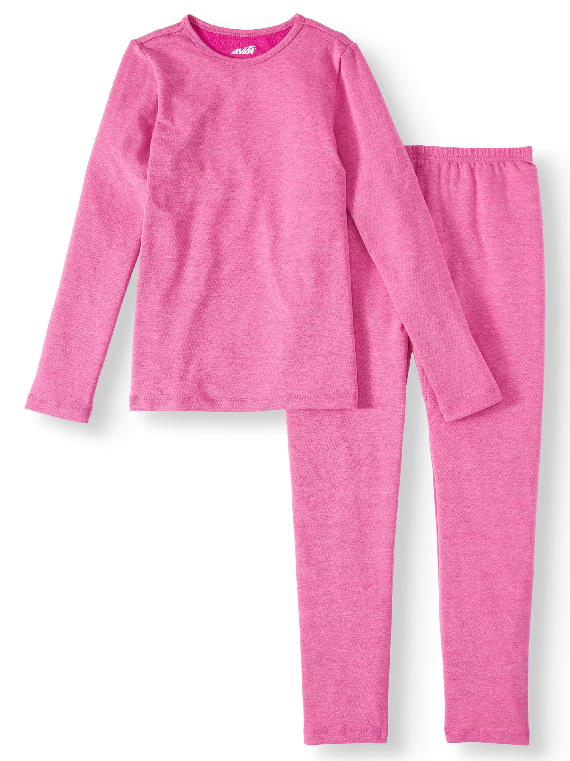 Avia Girls' Performance Super Soft French Terry Thermal Underwear, 2 ...
