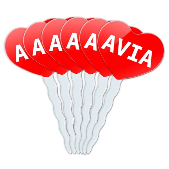 Avia Heart Love Cupcake Picks Toppers - Set of 6