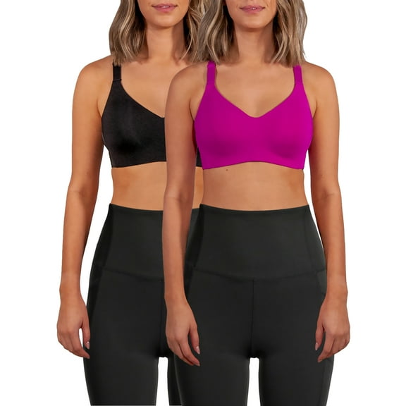 Avia Wireless Sports Bra for Women, High Support, XS-3XL, 2-Pack