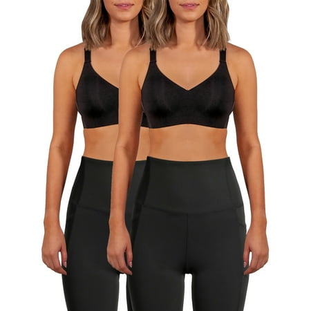 Avia Wireless Sports Bra for Women, High Support, XS-3XL, 2-Pack