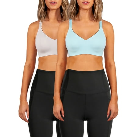 Avia Wireless Sports Bra for Women, High Support, XS-3XL, 2-Pack