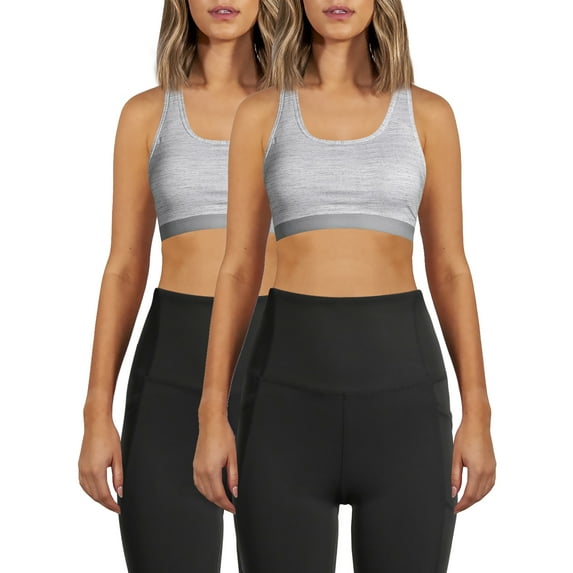 Avia Racerback Sports Bra for Women, Medium Support, S-3XL, 2-Pack