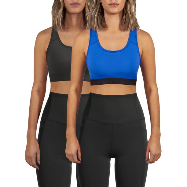 Avia Medium Support Racerback Sports Bra, 2 Pack