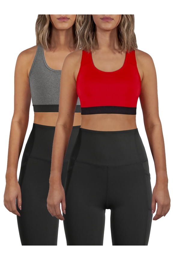Medium Support Racerback Sports Bra, 2 Pack