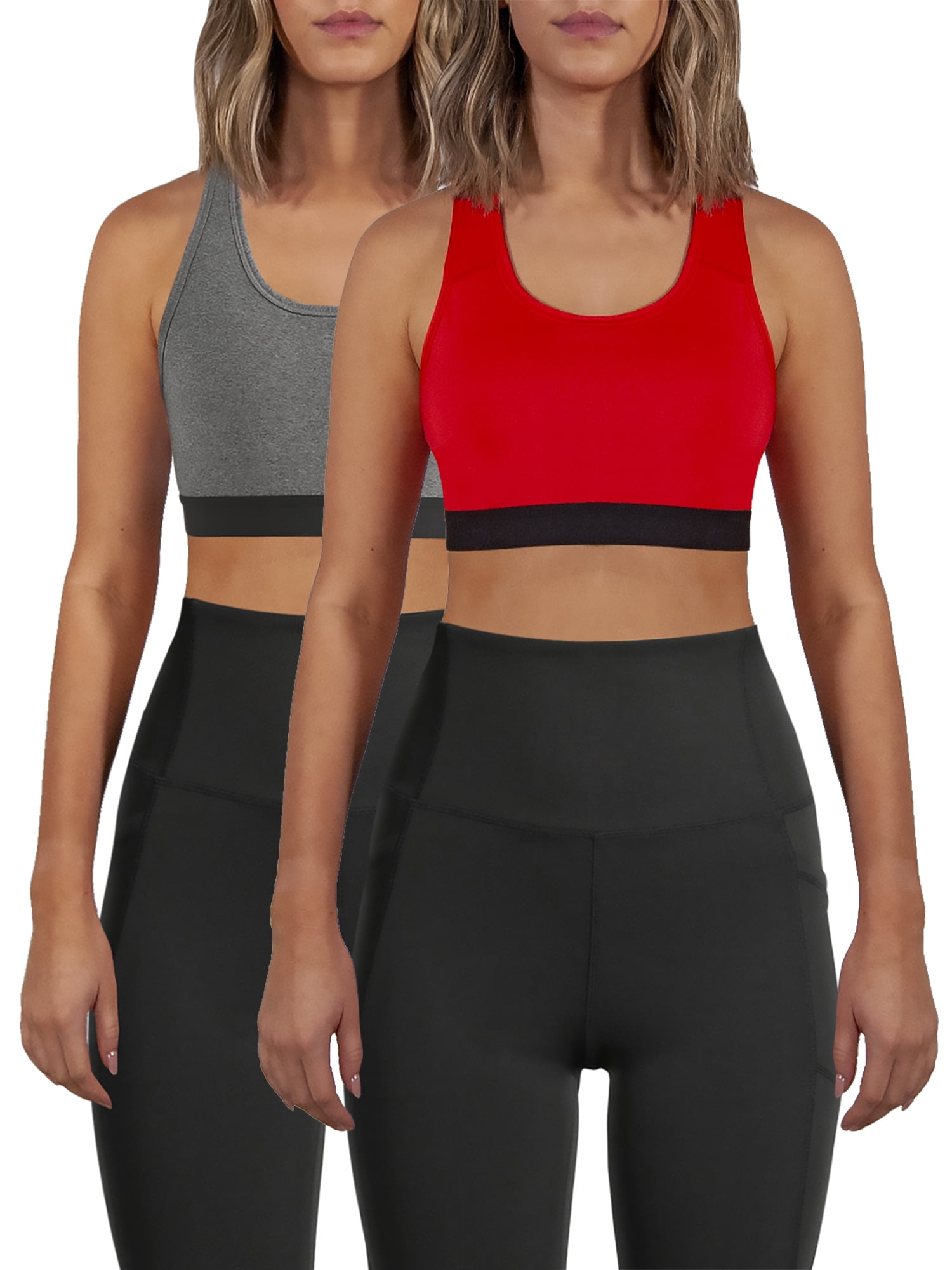Avia Medium Support Racerback Sports Bra, 2 Pack