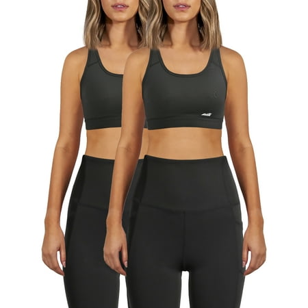 Avia Racerback Sports Bra for Women, Medium Support, S-3XL, 2-Pack