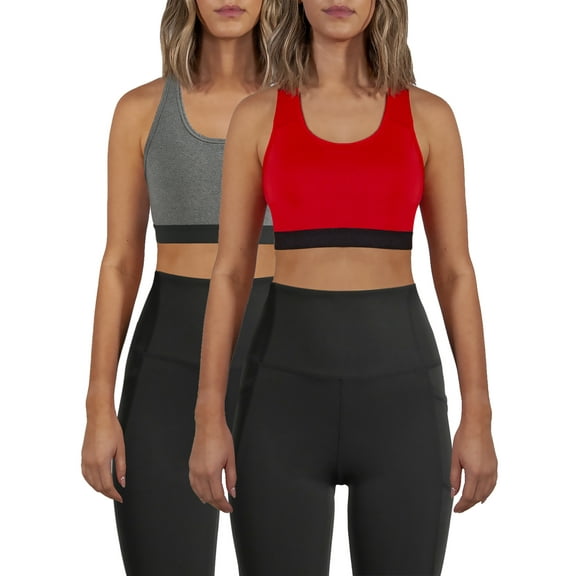 Avia Medium Support Racerback Sports Bra, 2 Pack