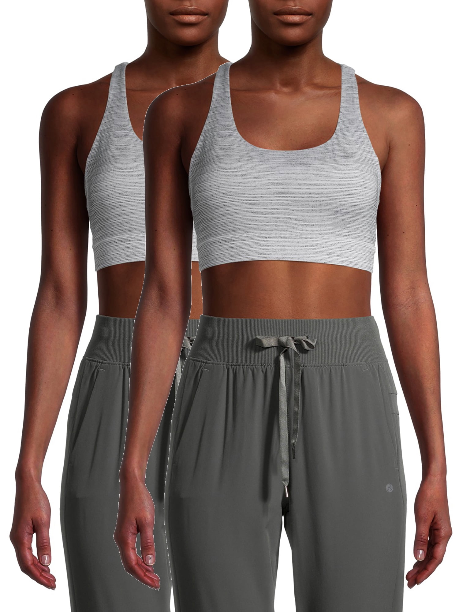 Avia Sports Bra for Women, Strappy Style, Medium Support, S-3XL, 2-Pack