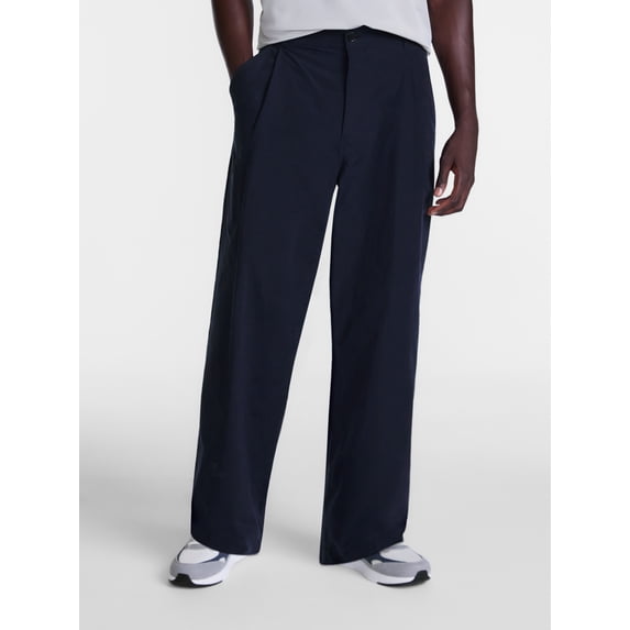 Avia Men's Pleated Wide-Leg Athletic Pants, Relaxed Fit, Darkest Navy, Size 38